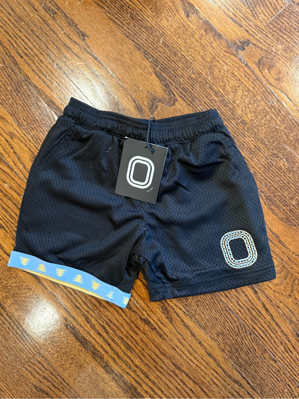 NWT OVERTIME Size small Black Athletic Mesh Shorts with Blue Trim